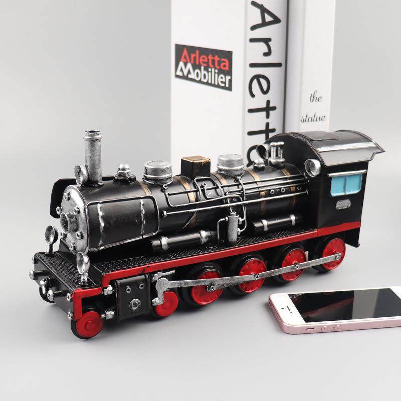 仿真蒸汽铁火收头车模型皮复古老式手工艺品橱窗柜XGO藏装饰摆件