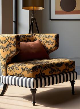 美式复古沙发单环抱法椅DIJ懒人躺椅式中古客厅小户型休闲人椅老