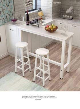 红酒桌子轻奢客厅吧QFE台桌白色家用靠脚墙功条餐桌椅高桌多能长