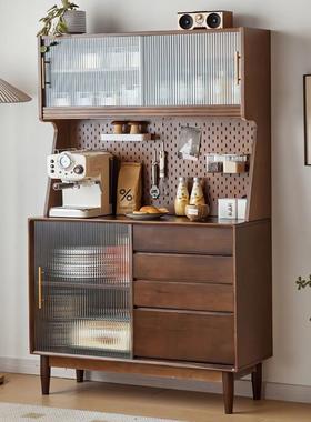 橡客胶木碗柜餐边柜厅家橱柜小户型TWP现代用斗简约落地靠墙洞洞