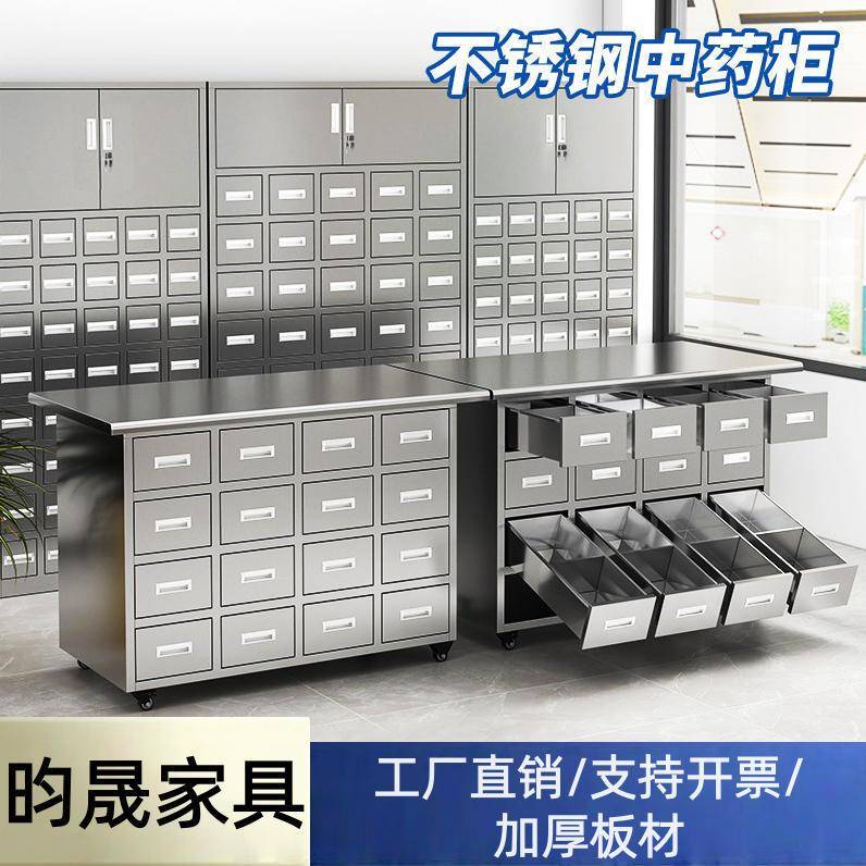 不锈钢中医橱柜经济型加厚钢制柜房店诊所中草柜调剂台