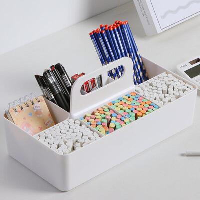 粉笔盒纳文盒讲台教室黑GVH板擦整理盒面提手分格篮收教师桌具置