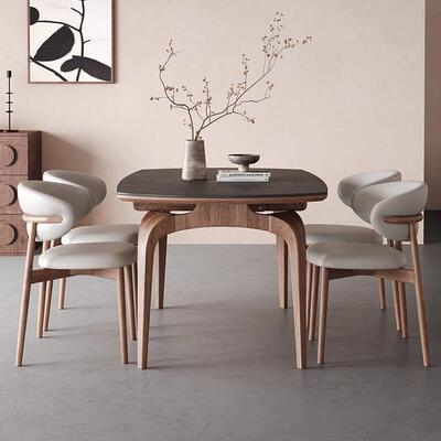 中GxP现代简约古风实木岩板nCefB8dC餐可缩折叠方伸圆两用桌新款