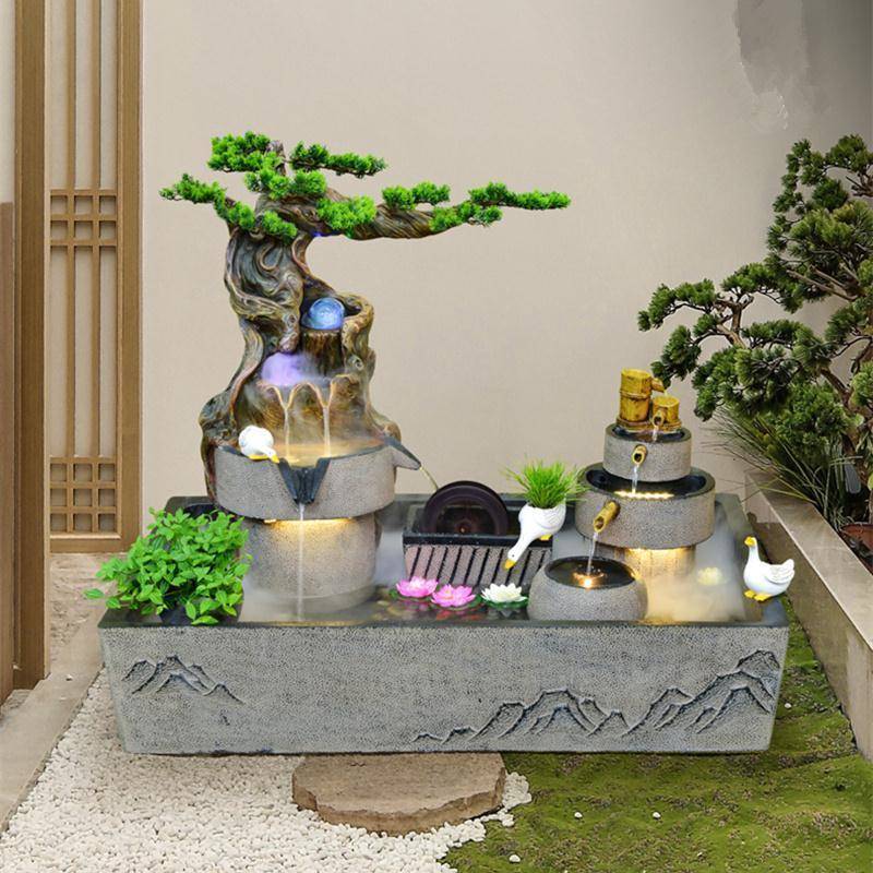 入户花园角落景观庭院鱼布置流外水池造景户阳园台水2352池田摆件