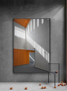 转角现代简约装走建QX202111筑饰画客厅沙发落地幅挂画橙色竖版廊
