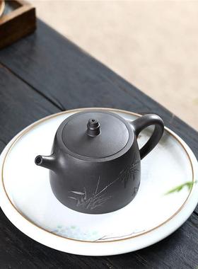 宜手兴紫砂壶原矿石黄竹壶00916铎叶汉家用工紫砂茶茶具