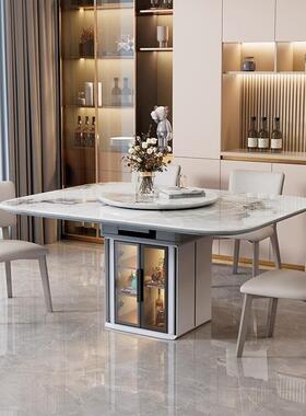 意式简06369岩餐桌正方形小户型板极家代用现简约伸缩简易网红折