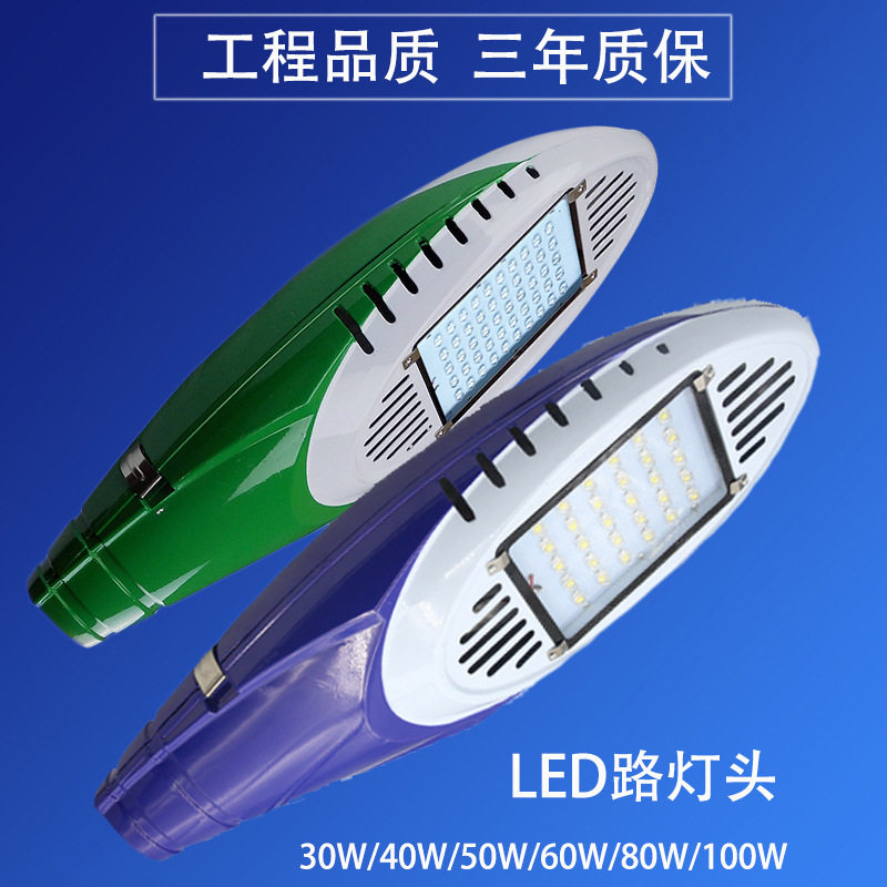 市政LED户外防水路灯新农村灯头60W80W100W火炬灯220V绿蓝灯壳