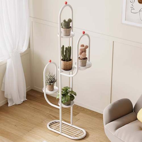 temu北欧客厅落地花架多层可移动创意仙人掌花盆架阳台置物架