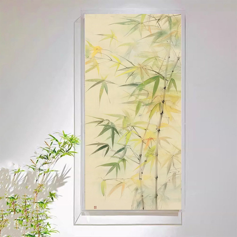 《金丝竹》艺术餐厅装饰画高端大气植物花卉别墅民宿卧室壁挂画