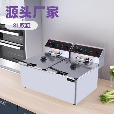 财智FRYKING台式单双缸电炸炉商用油炸锅汉堡奶茶店炸串机器