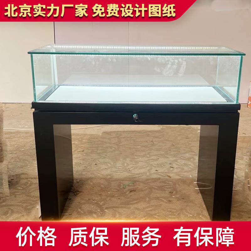 企业公司展厅展览馆产品展示柜带灯发光木制烤烤漆玻璃液压柜台