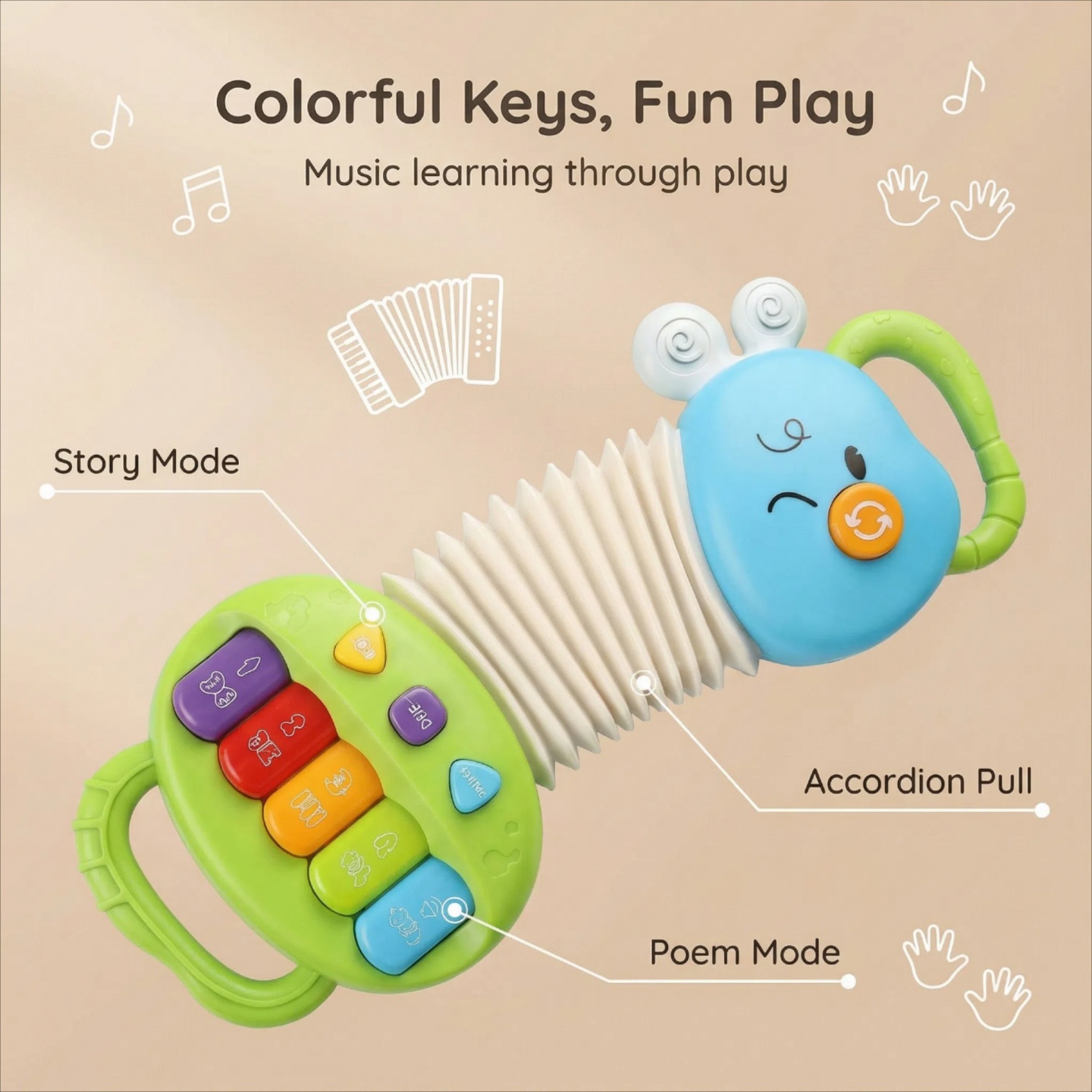 智慧猫毛毛虫手风琴多功能早教机
