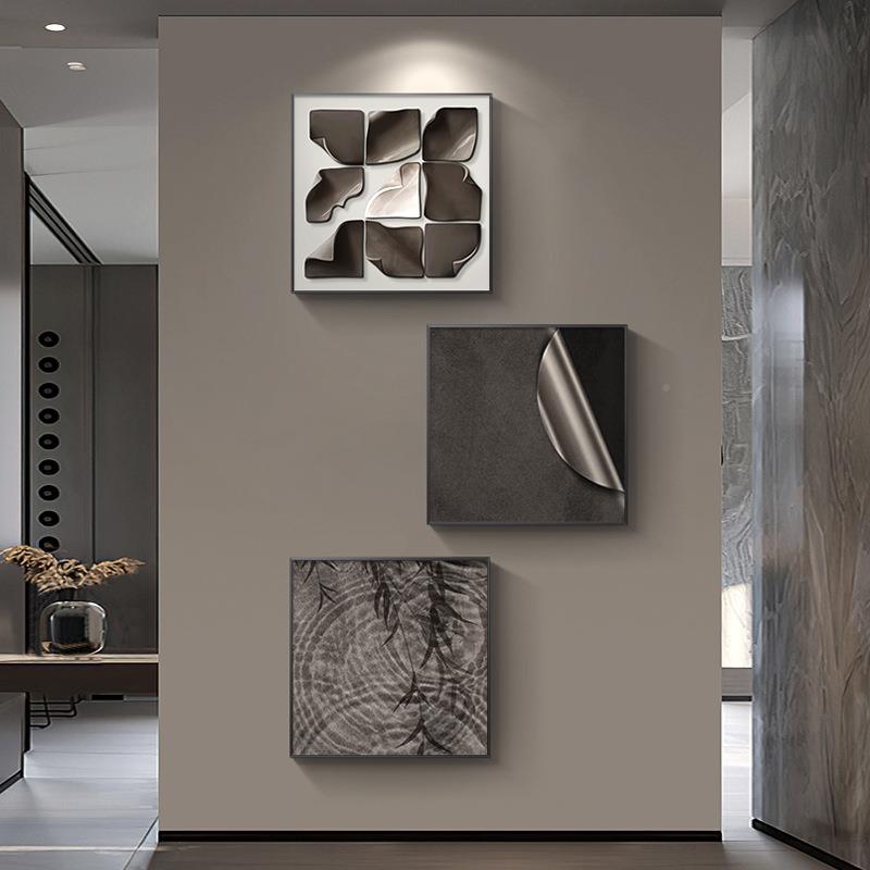 现代抽象入简户玄关装饰形画高级other感走廊过道壁画方组合客厅