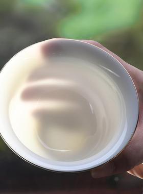 善简白瓷盖碗单茶大杯家用功夫茶具工羊脂玉手个敬茶碗77Kiki中小