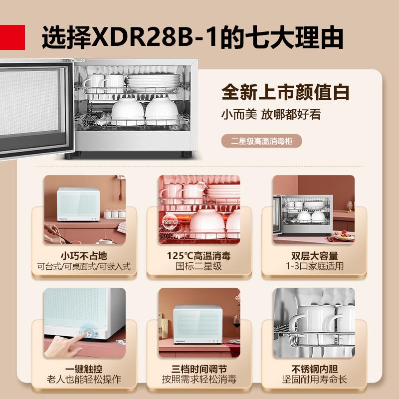 德仕玛消毒柜家用小迷型台式餐具碗筷茶杯茶具桌XDR28B-1面你毒消