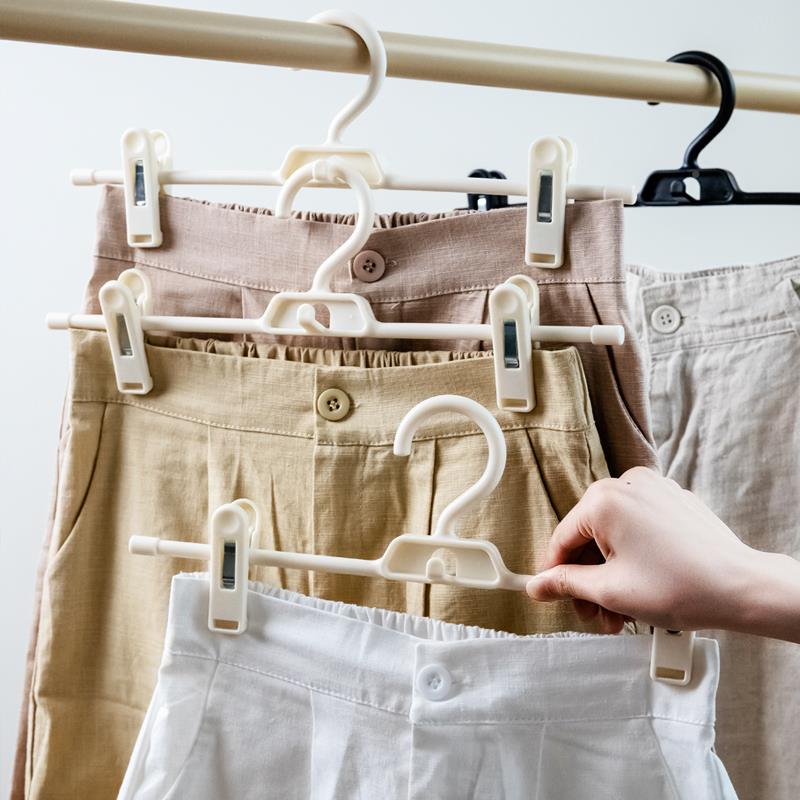 日肩本l伸O-408ec裤架裤夹衣架痕防无角裙裤架夹子叠加家用缩晾衣