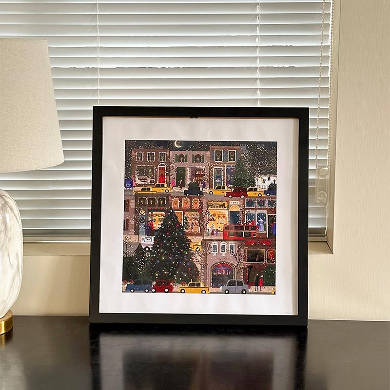 耶诞C1054冬灯通卡客装饰 画沙发背景墙画面挂画厅 画卧室床头饭