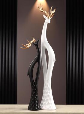 入户柜门玄关鹿创意轻奢高福鹿档简约客厅电视竖高细进长装饰艺术