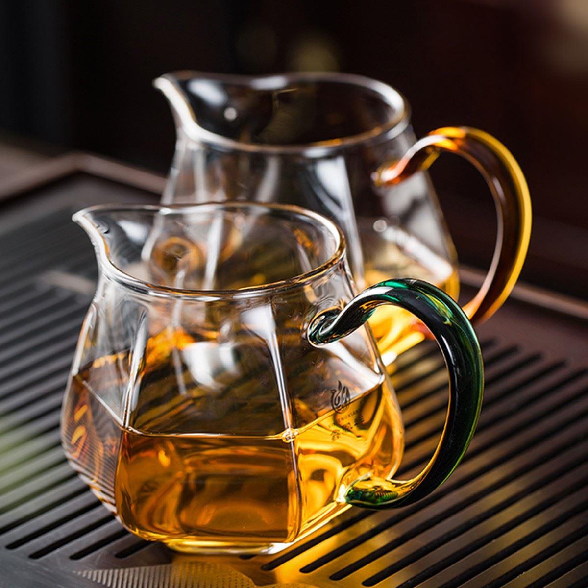 鑫凤祥六角玻温璃倒NHN公道杯功具夫茶加厚耐高茶海分茶器高档茶