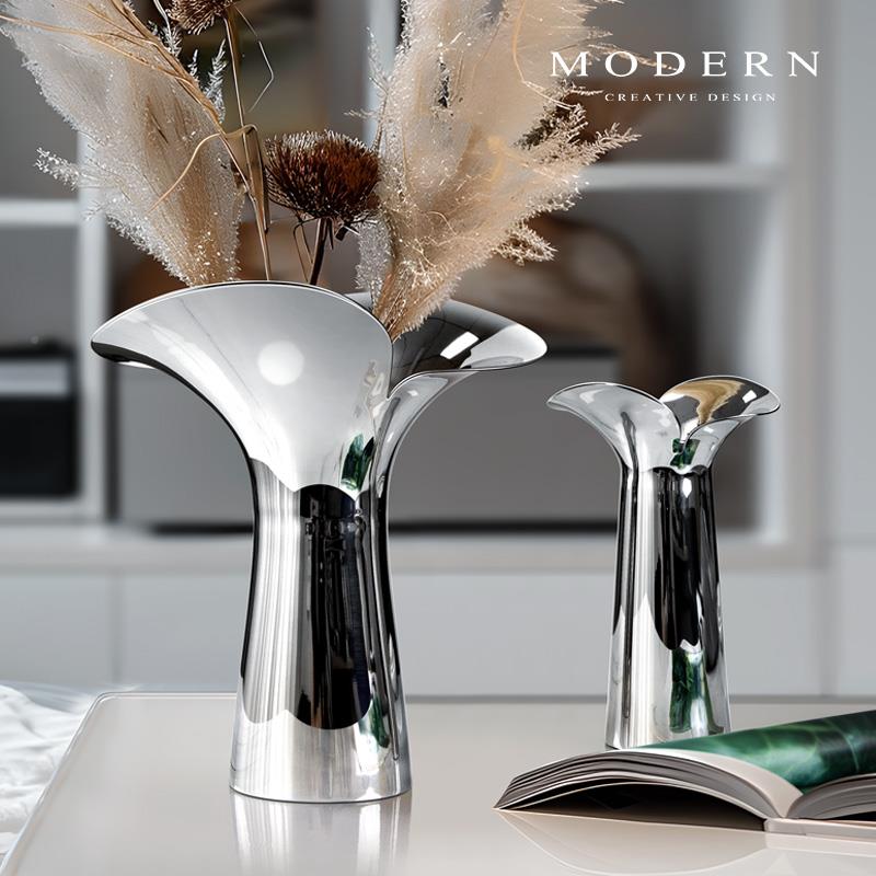 摩MOD欧ERN轻奢北不锈钢花瓶客厅登餐器桌风家居摆件插花YTS乔迁