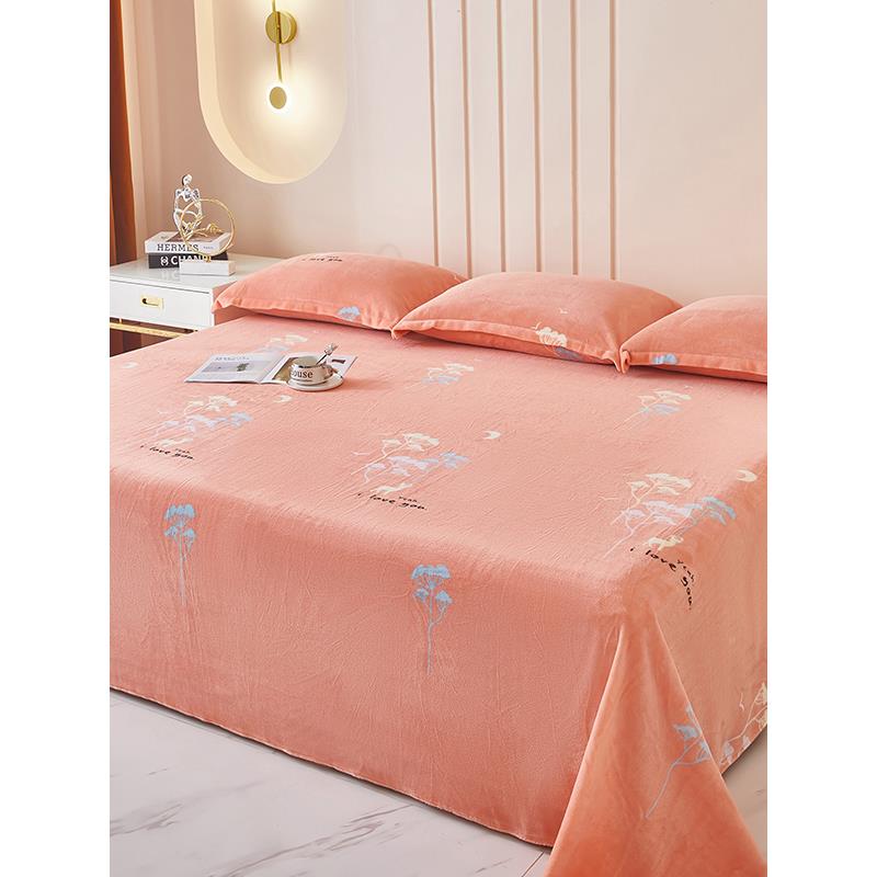 奶瑚绒大寸床单珊绒榻榻被单加绒3米JCE大炕单尺农村牛土炕绒毯子