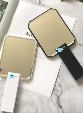 小香定制L柄OGO便携容院纹绣菱形手YYQ镜黑色梳白美色手持化妆妆