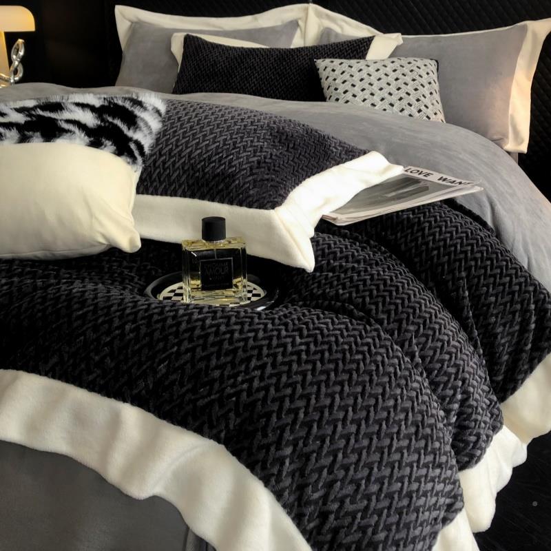 高端轻奢A类床牛奶绒四件冬季套暖婴儿绒保加厚珊瑚绒床RPR单被套