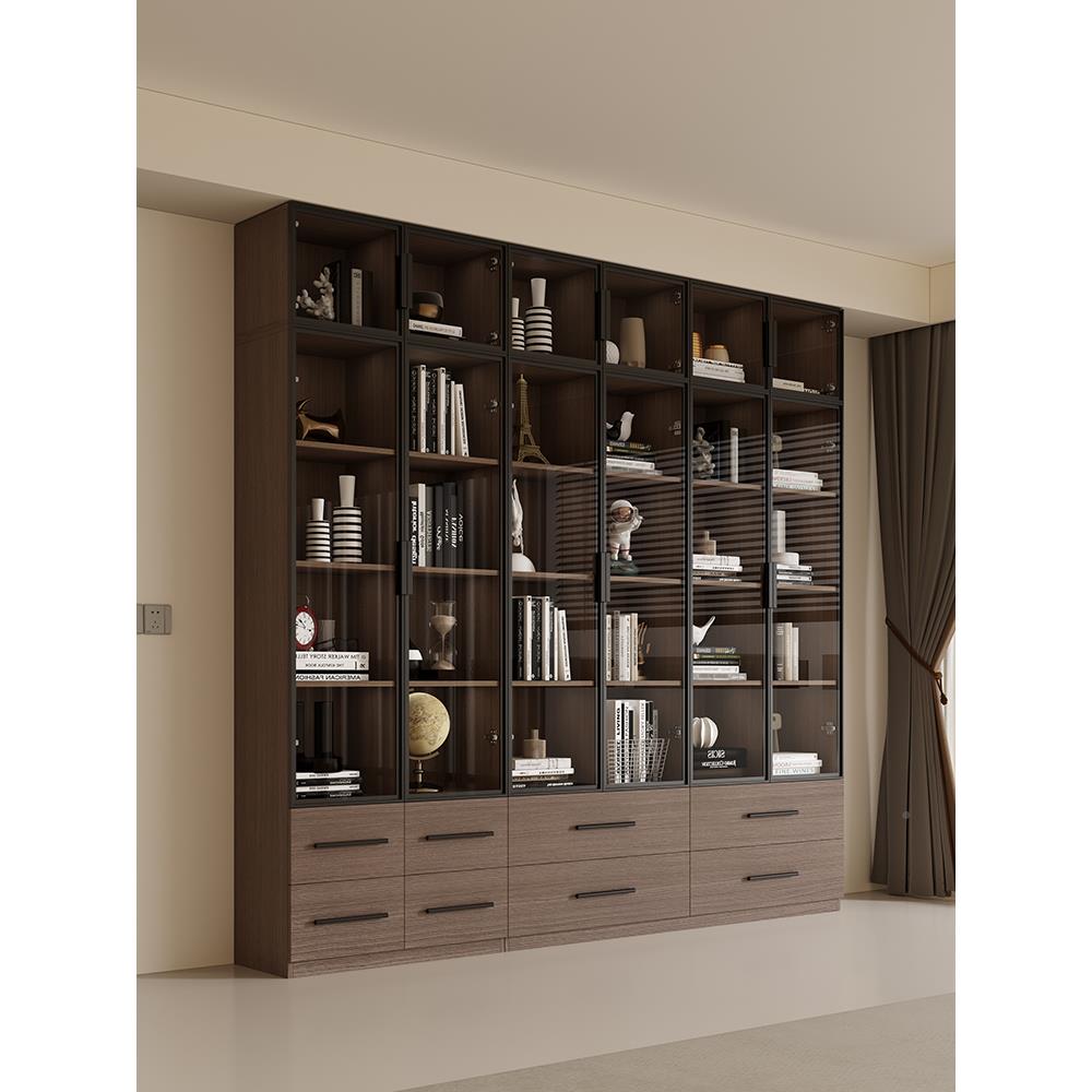 帕美30kg迪家客厅实木组合书柜书架体整墙收储物一柜轻奢定居制家