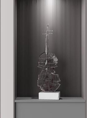 轻奢高软档竖小提琴雕艺术高级感客厅玄YJ-DS-10关高摆塑件酒店落