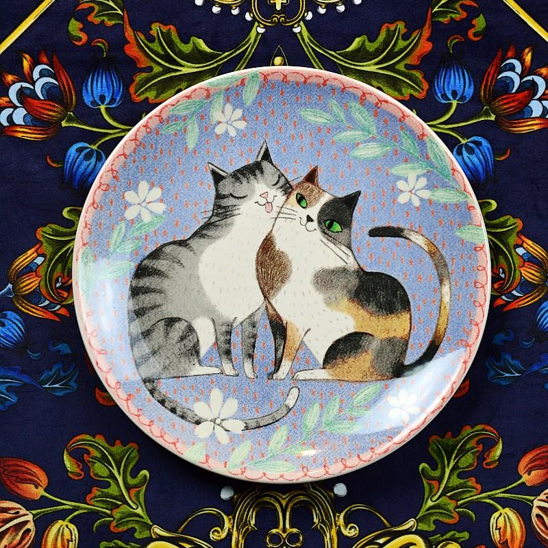 埃兰迪尔北欧覆古风釉下瓷餐陶具西格餐盘SQS顽皮猫早彩餐点心盘