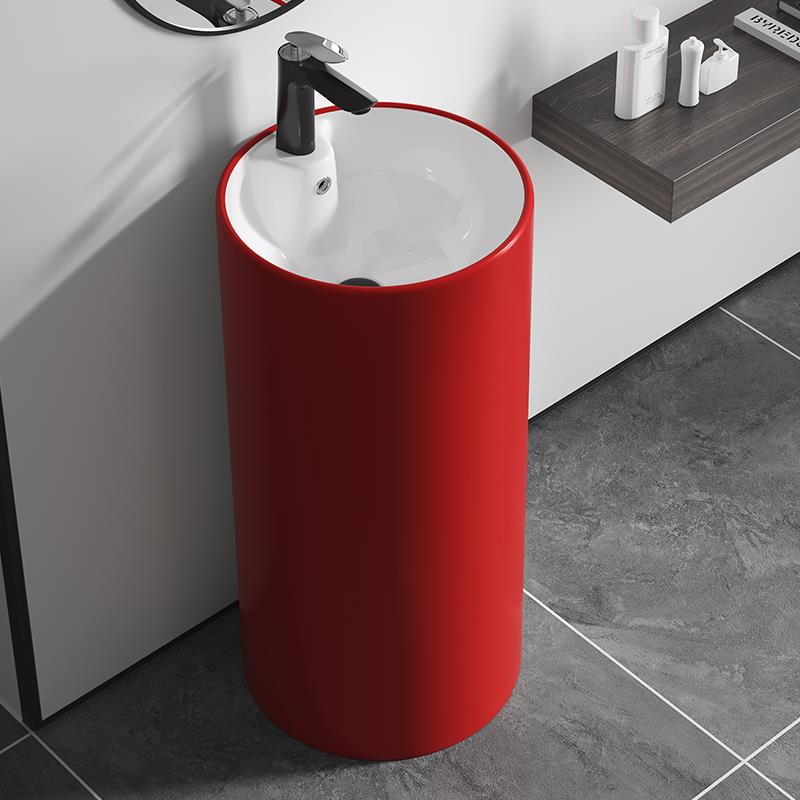 圆一柱形立柱盆体柱盆落地式洗脸盆小户型洗手盆光336盆圆形哑连