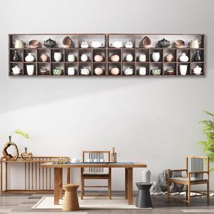 实木壁挂式摆件架茶具茶壶茶杯架子多功能组合置物架多宝格博古架