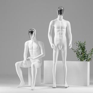 高档男装店全身电镀金银脸橱窗陈列服装店韩版人台男模特展示架