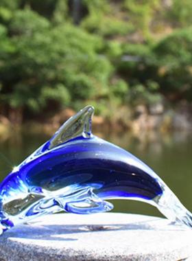 玻璃海豚璃家居酒柜创意装工艺饰礼品造摆饰小摆琉件鱼LZS缸景海