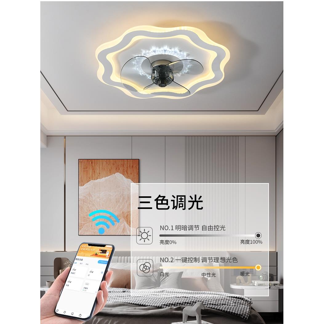 花UTG朵款卧室风扇灯东中山广2024顶年新体款简约客厅餐厅一吸电