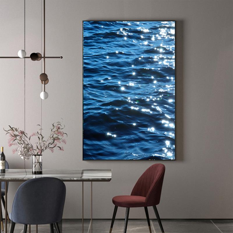 波室光粼粼 蓝色RFK大海水装面饰画 画客饭厅卧室沙发背景墙办公