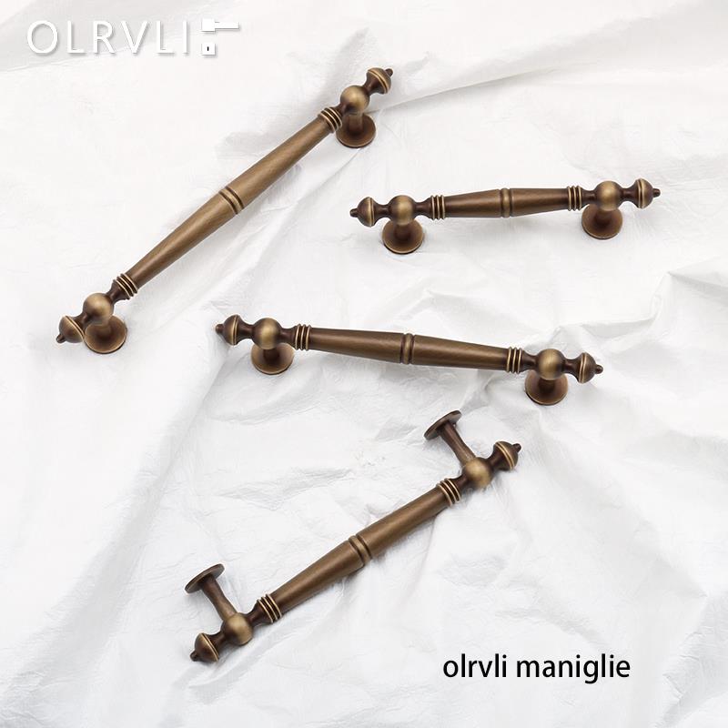 做olivli黄铜复古伦欧式法式门拉手中UJU古柜英古铜旧橱柜抽屉把