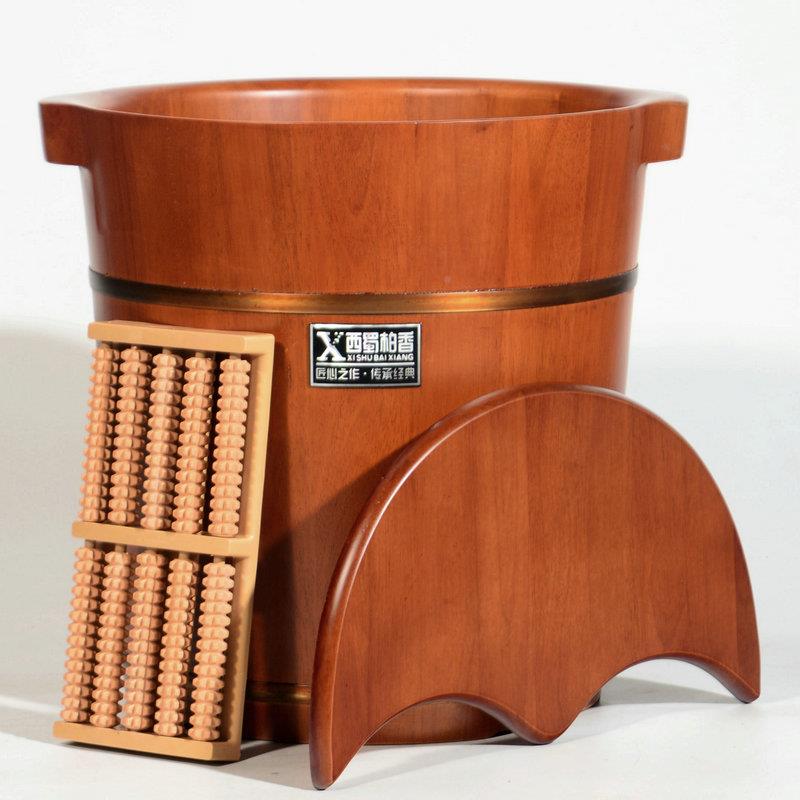 橡GMS木熏足浴家泡脚桶木蒸质木桶过小腿高深洗脚桶按摩用实木洗