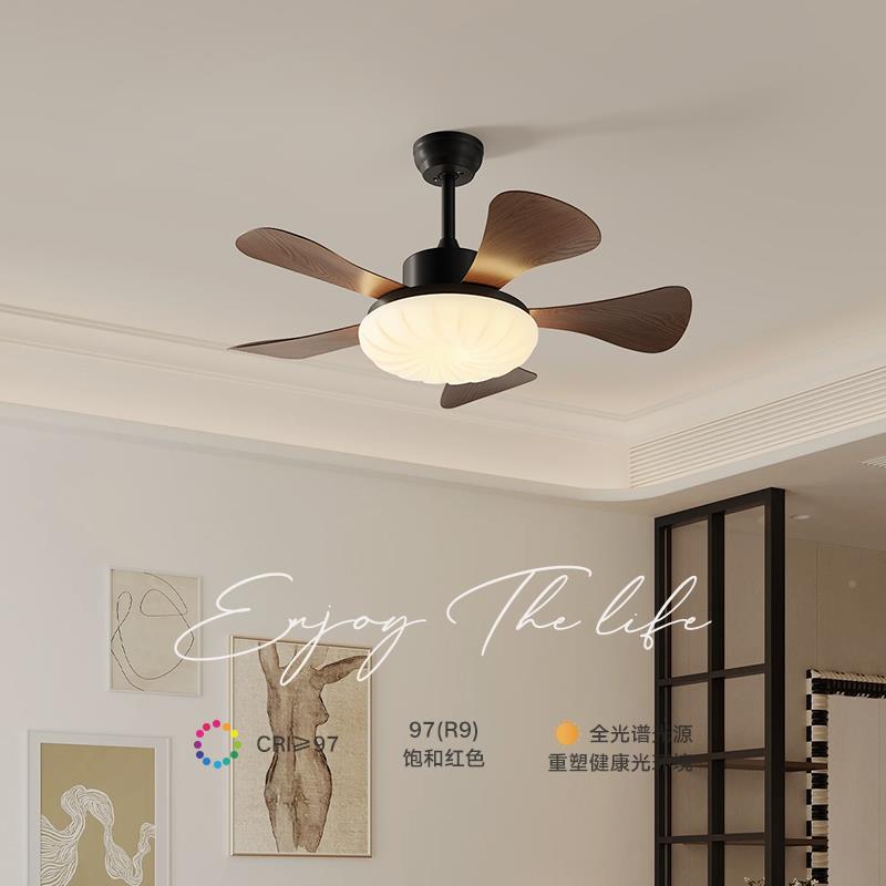 古风吊扇灯覆古吊中扇灯现羚静卧音室灯客厅饭厅中灯新式护眼智能