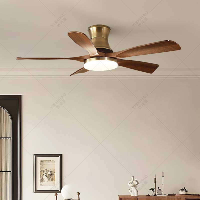 依诗豪胡依诗豪桃木色风吊客厅扇灯法式中古吸顶扇灯复餐厅灯电古