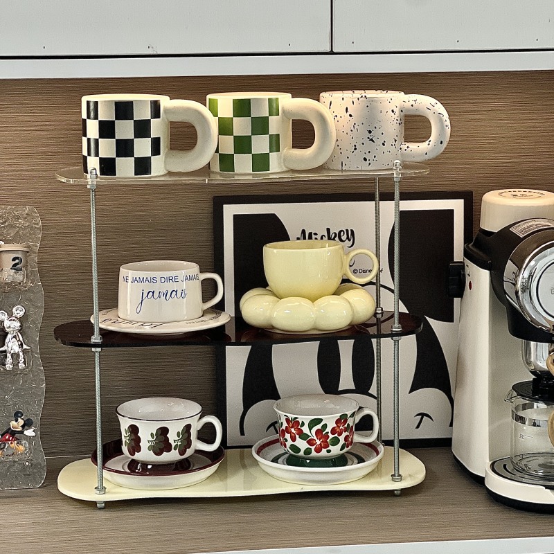 亚克力杯架轻奢高级感桌面水吧台咖啡杯玻璃茶杯马克杯置物架家用