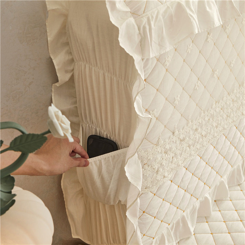 纯棉蕾丝夹棉牀头罩套全包全棉公主木牀防尘罩保护套皮牀弧形,居家布艺,床头罩,淘宝优惠券,粉丝福利购,淘宝优惠卷