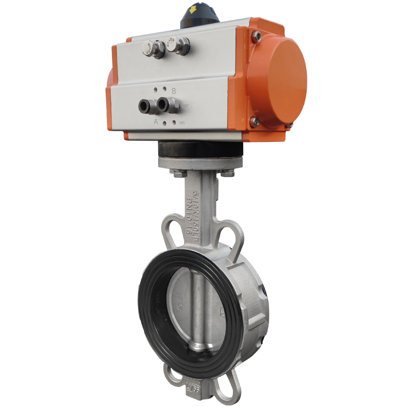 气动对夹蝶阀D671X-16P不锈钢衬胶水油气通用DN50 80 100 150 200