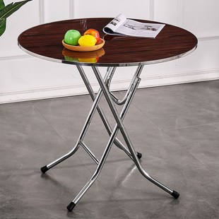 靠边站老式经济型折叠餐桌圆形简易桌吃饭桌大圆桌小户型家用桌子