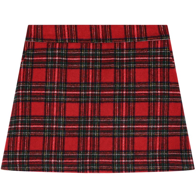 落落狷介 毛呢格子半身裙秋冬款2023新款红色包臀裙小个子半裙女 - 封面