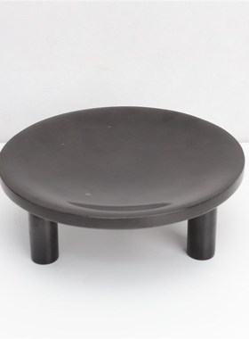 新中式大理石圆形黑色果盘托盘摆件样板房售楼部卧室书房客厅饰品