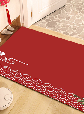 pvc纯红色入户门地垫门口脚垫门垫进门地毯可擦免洗裁剪中式垫子