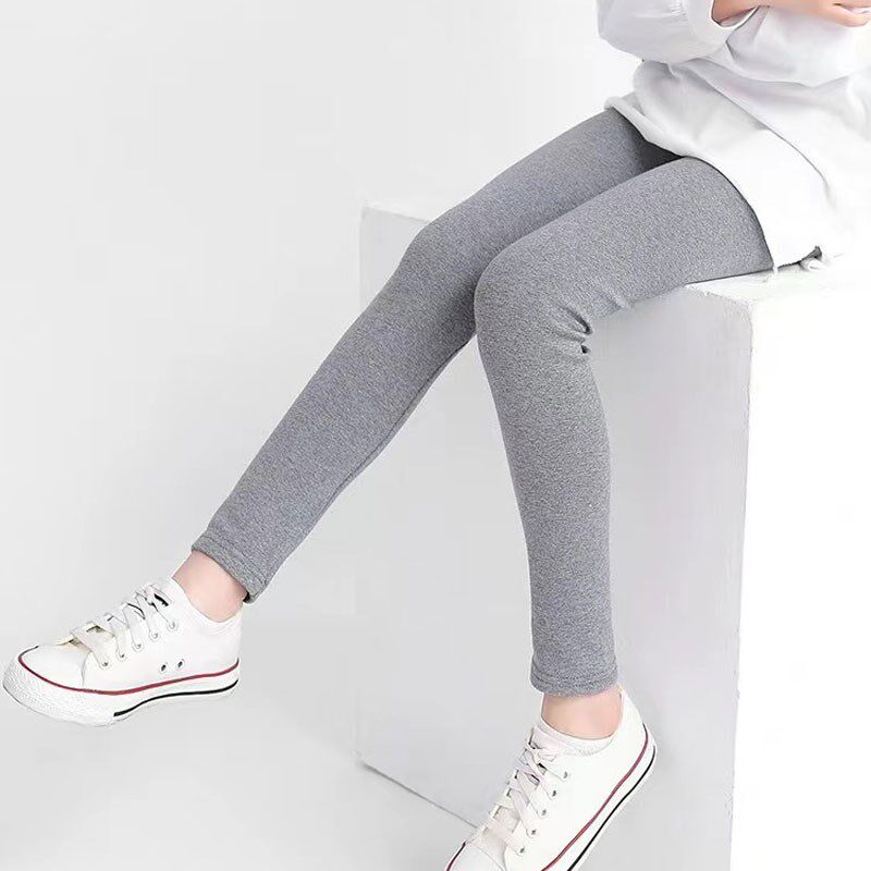 女童纯棉打底裤春秋季外穿中大童春天裤子薄款宝宝白色黑色紧身裤