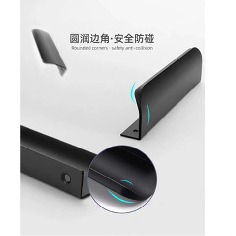 衣柜隐形拉手长柜门黑色简约抽屉拇指橱柜厨柜免开槽把手定制拉手